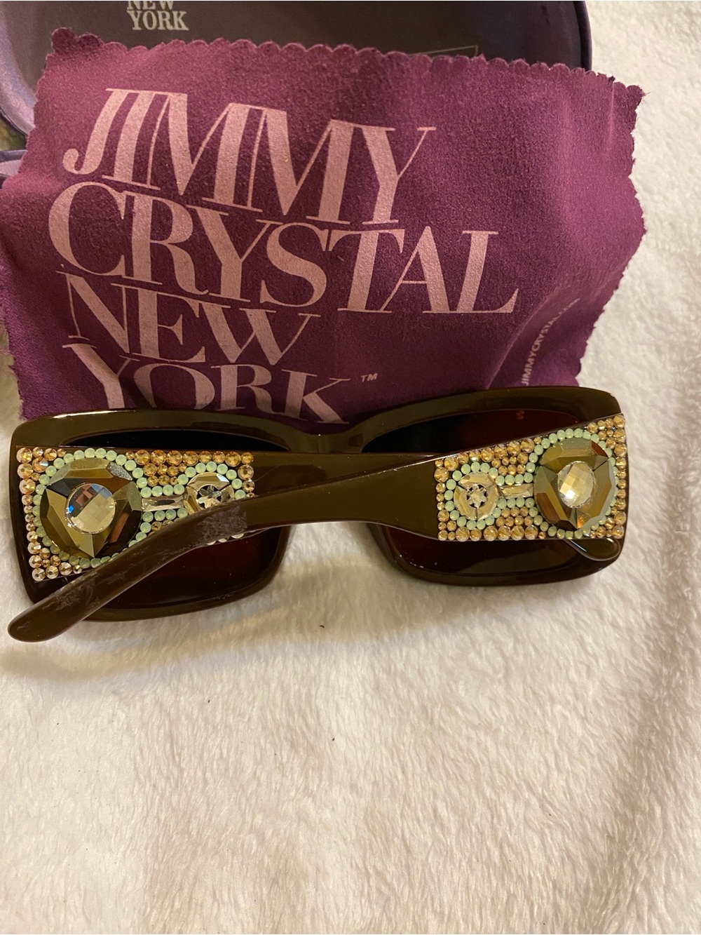 Jimmy Crystal Brown Rectangle Sunglasses
